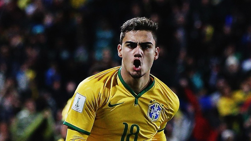 Andreas Pereira celebrating for Brazil